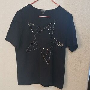 "Make Offer" August Max Stretch Size 3 Black Sequin Star Women's Top
